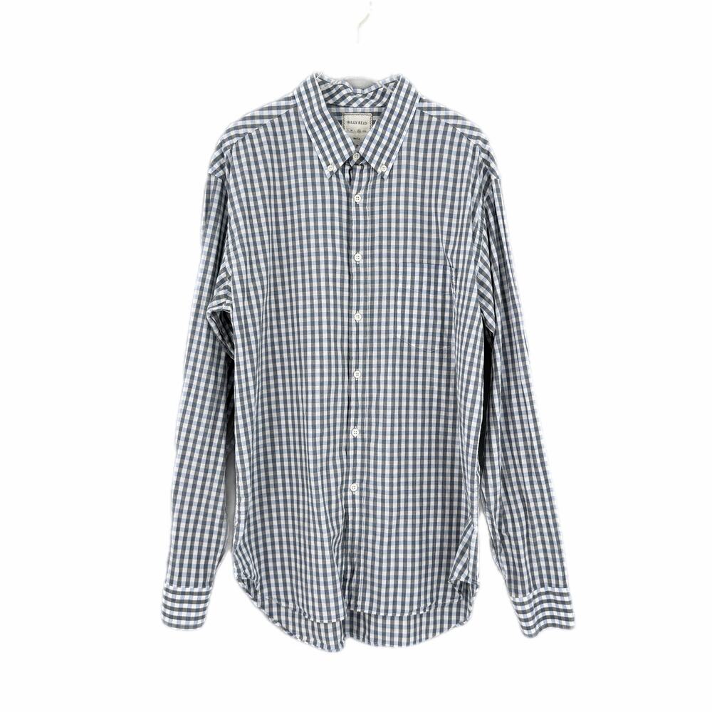 Billy Reid Men's XL Blue Gingham Breathable Cotton Button Down Workwear Shirt